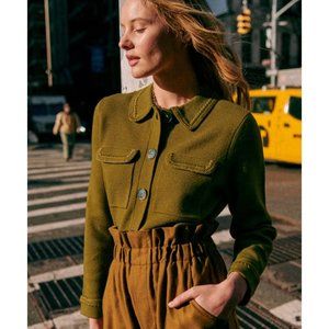 NWOT Sezane Betty Cardigan in Olive Green Long Sleeves Button Wool
